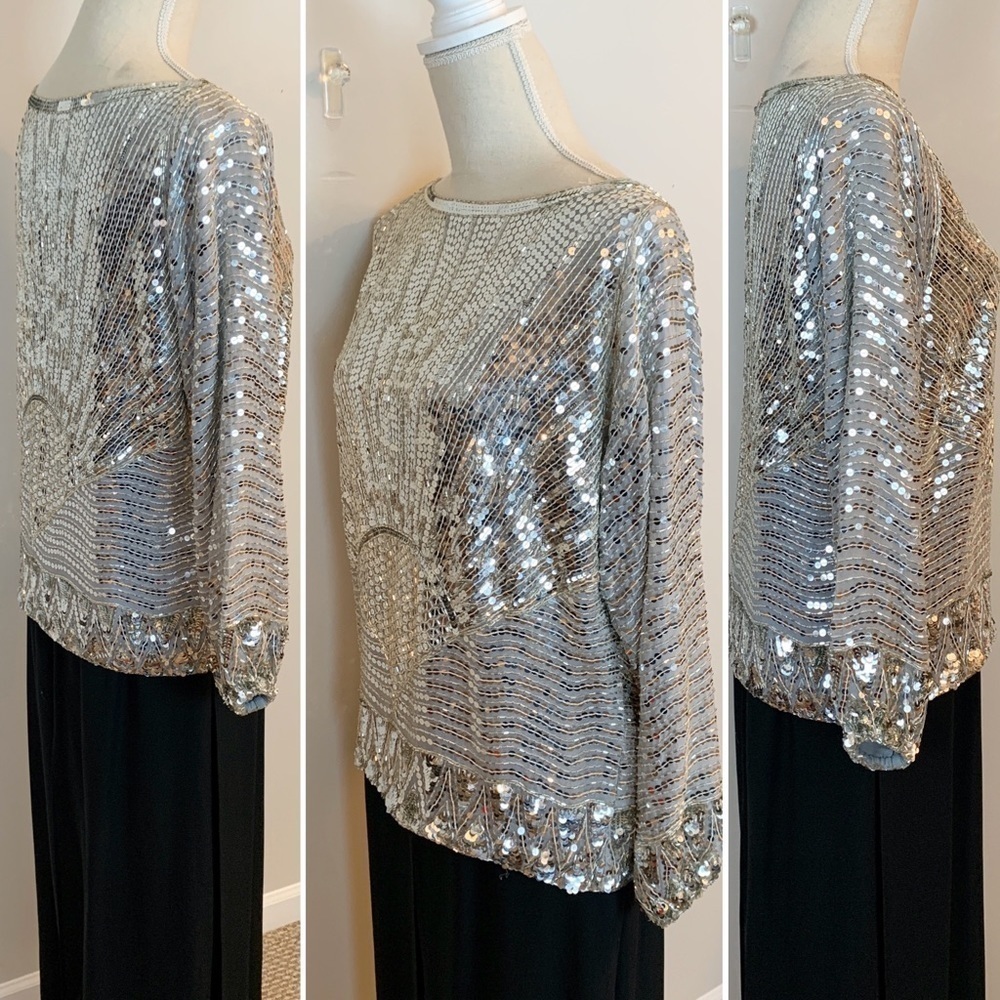 Vintage Judith Ann Creations Sparkly Hand-Sequined Top